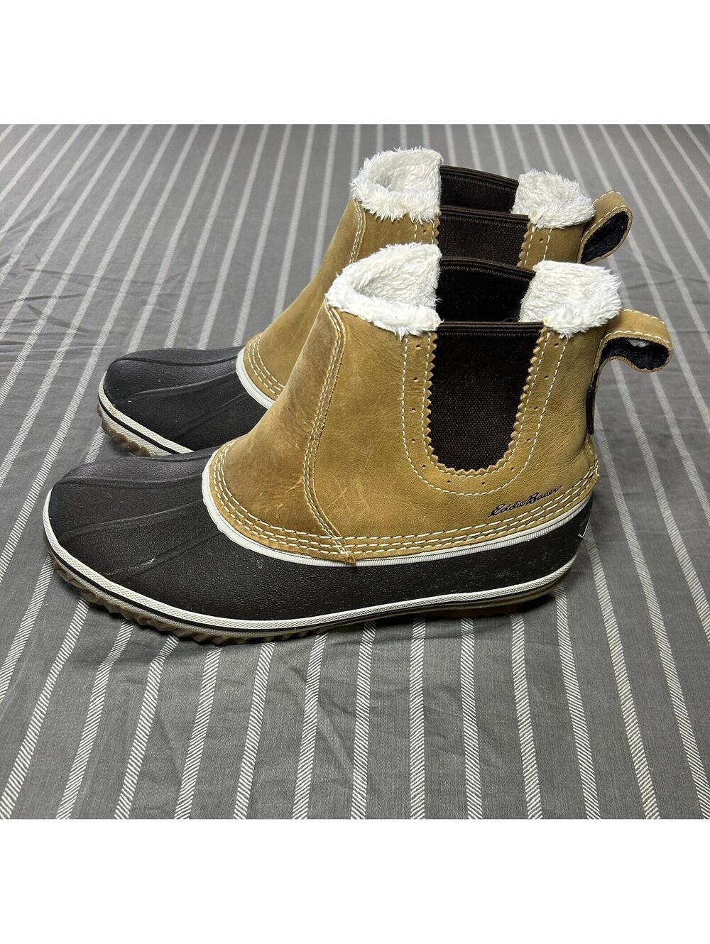Eddie Bauer Women's Hunt Pac Slip-On PACK BROWN WHEAT WINTER WATERPROOF BOOTS 9